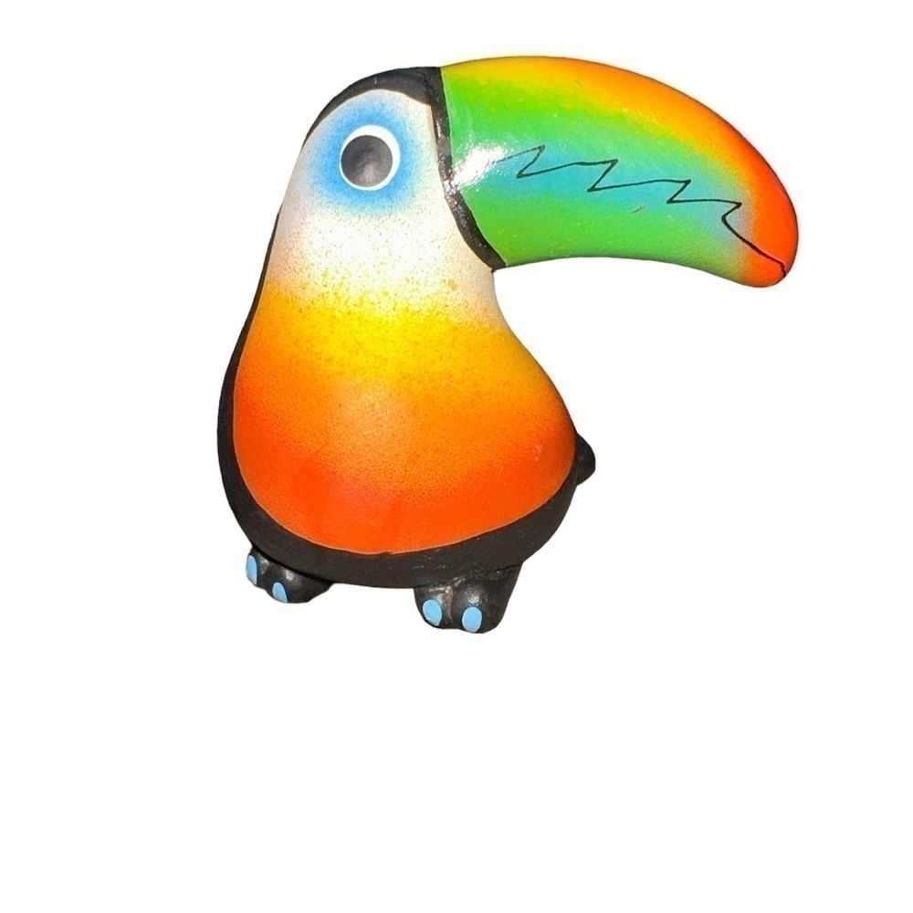 2 Toucan Clay Pottery figurine Gloria a Dios Costa Rica 3.5” long 2.5” - Picture 5 of 8